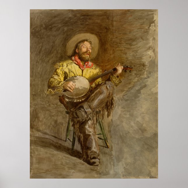 Singing Spanish Cowboy w Banjo Playing Trail Song Poster (Front)
