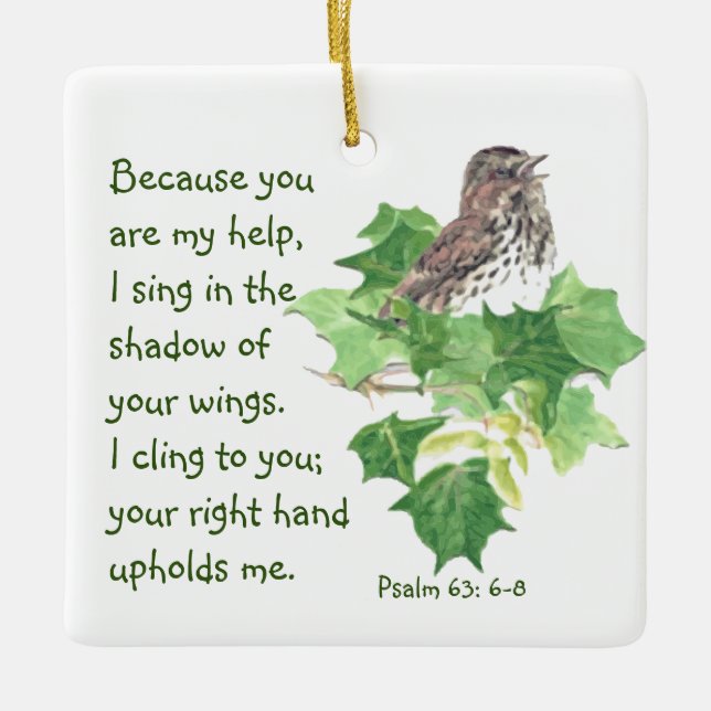  Singing Sparrow Bird Bible Scripture Ceramic Ornament (Front)