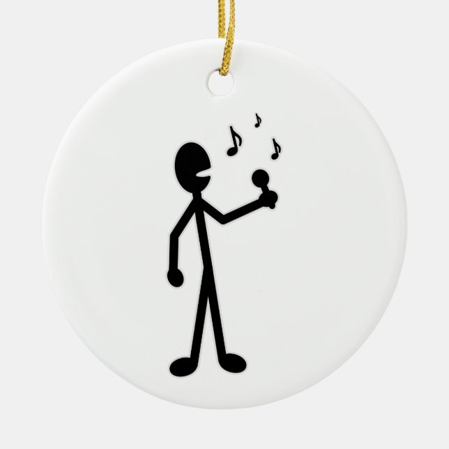 Singing Stick Figure Ceramic Tree Decoration (Front)