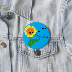 Singing Sunflower 7.5 Cm Round Badge