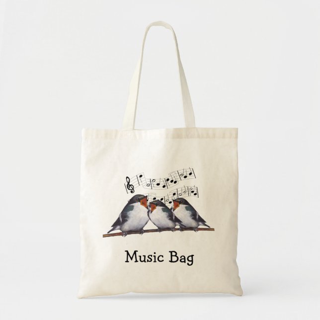 Singing Swallows: Birds: Music Bag, Choir Tote Bag (Front)