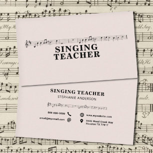 Singing Teacher - Music Sheet Business Card