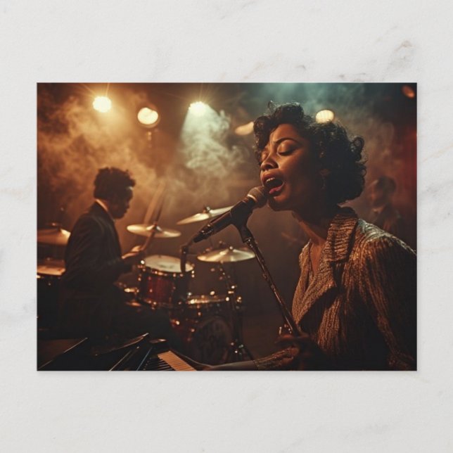 Singing the Blues, African American, Night Club  Postcard (Front)