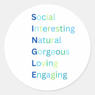 Single acronym classic round sticker