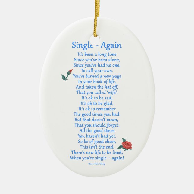 Single Again Ceramic Tree Decoration (Front)
