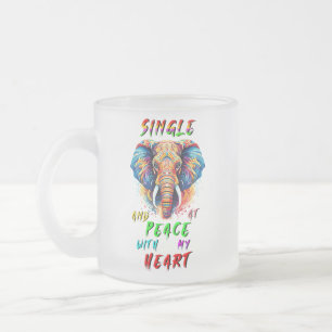 Single And At Peace With My Heart Frosted Glass Coffee Mug