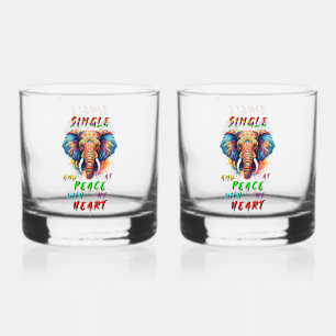Single And At Peace With My Heart Whiskey Glass