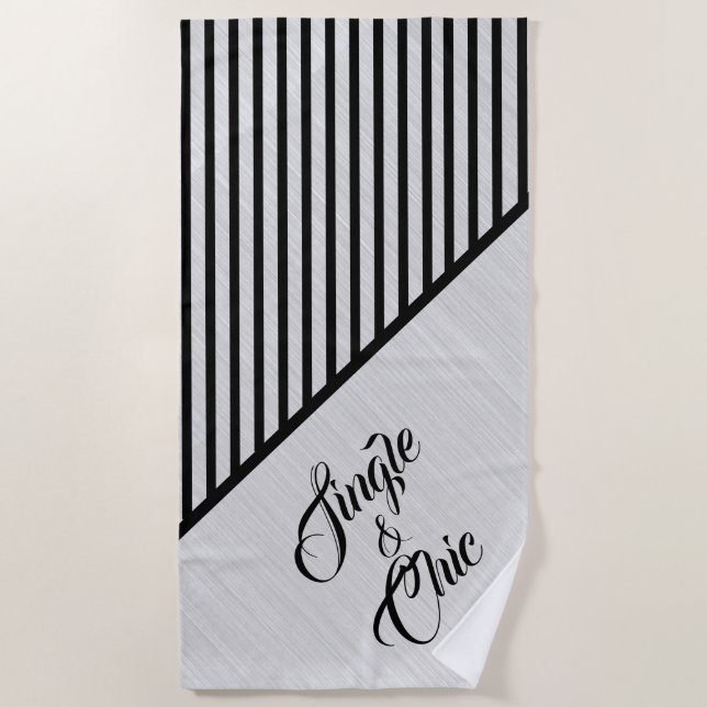 Single and Chic Modern Art Beach Towel (Front)