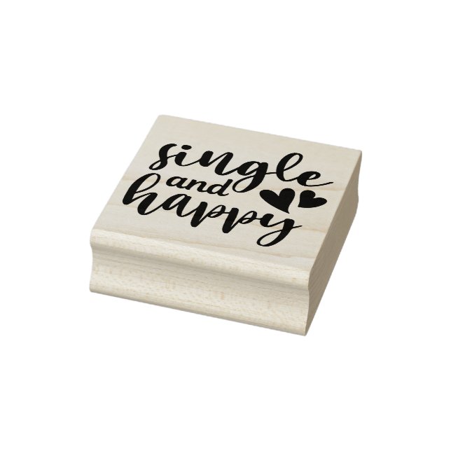 Single and Happy Typography Rubber Stamp (Stamp)