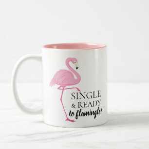 Single And Ready To Flamingle Pink Flamingo Two-Tone Coffee Mug