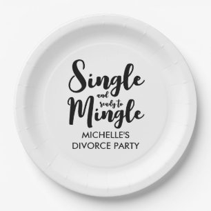 Single and ready to mingle divorce party custom paper plate