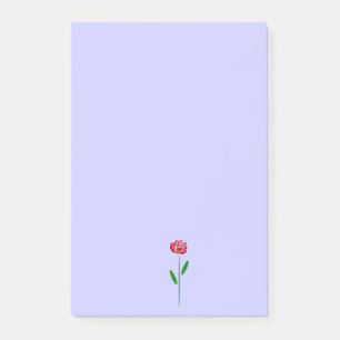 Single Art Deco Red Rose Green Leaves and Stem Post-it Notes