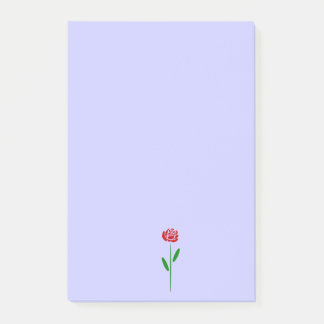 Single Art Deco Red Rose Green Leaves and Stem Post-it Notes