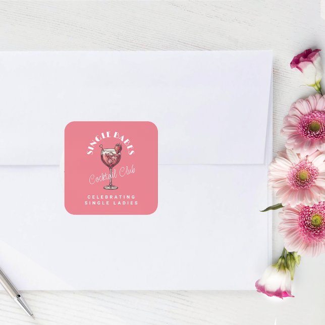 Single Babes Pink Cocktail Girls Night Square Sticker (Creator Uploaded)