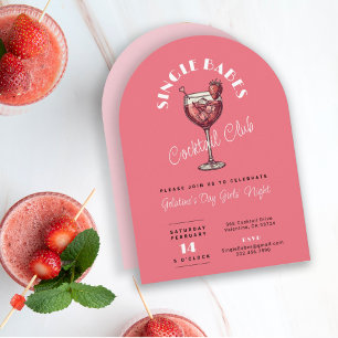 Single Babes Valentine's Day Cocktail Party Pink Invitation