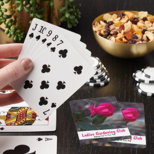 Single Bending Pink Rose Photograph Personalised Playing Cards