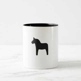 Single Black Dala Horse Two-Tone Coffee Mug