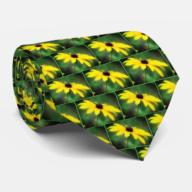 Single Black Eyed Susan Daisy Flower Tie (Rolled)