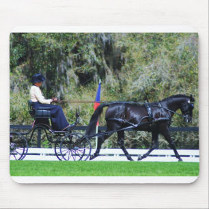 single black horse carriage driving mouse mat