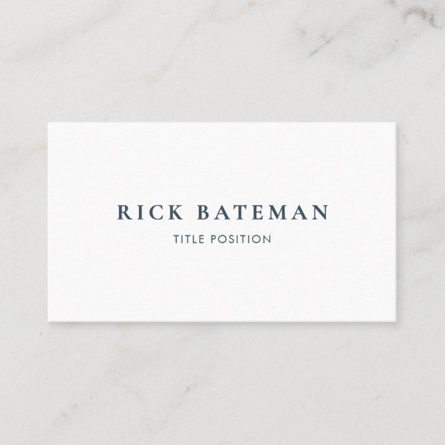 Single Blue and White Professional Business Card (Front)