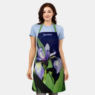 Single Blue Flag Iris Flower Nature Personalised Apron