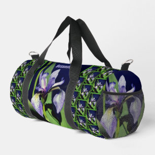 Single Blue Flag Iris Flower Nature Personalised Duffle Bag