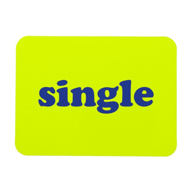 "single" blue letters chartreuse neon magnet (Horizontal)