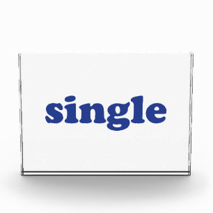 "single" blue letters clear photo block
