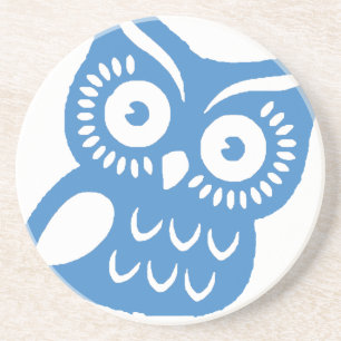 Single Blue Owl Coaster