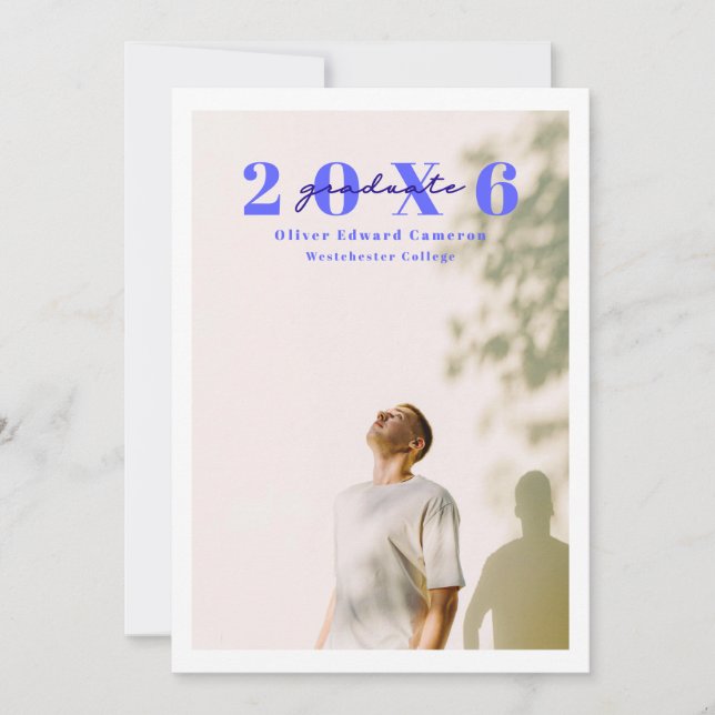 single bordered photo with bold class year minimal announcement (Front)