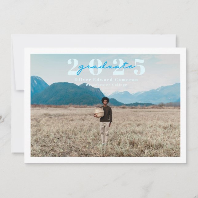 single bordered photo with bold class year minimal announcement (Front)