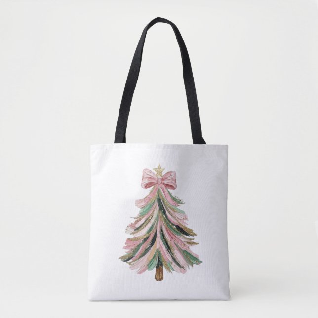 Single Brushstroke Christmas Tree Tote Bag (Front)