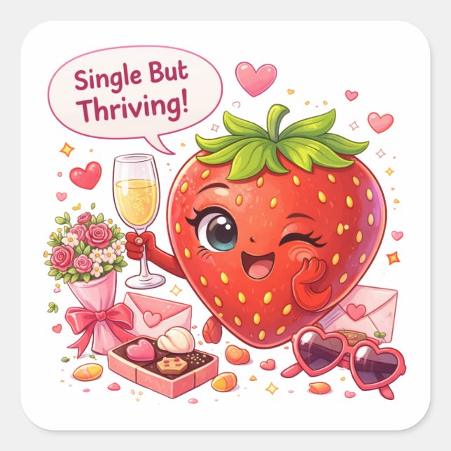 Single but Thriving Strawberry Sticker (Front)