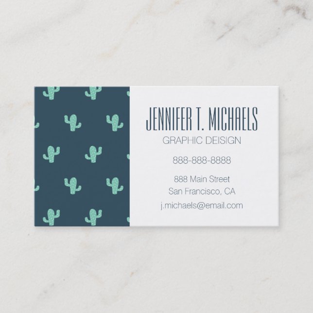 Single Cactus Pattern Business Card (Front)