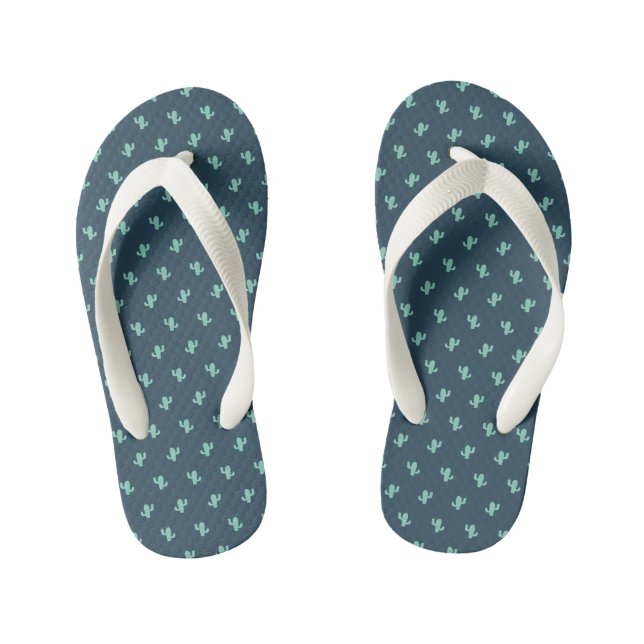 Single Cactus Pattern Kid's Flip Flops (Footbed)