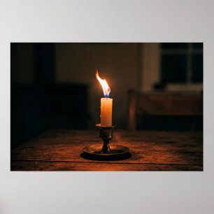 Single Candle Burning Brightly Poster