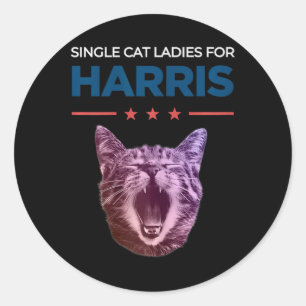 Single Cat Ladies For Harris 2024 Political Classic Round Sticker