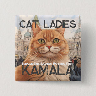 Single Cat Lady for Kamala Button