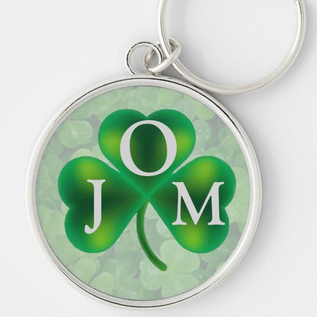 Single Clover on Clover Monogram Key Ring (Front)