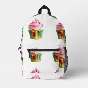 Single Cupcake with Pink and White Frosting Printed Backpack
