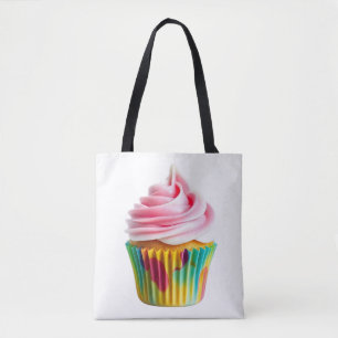 Single Cupcake with Pink and White Frosting Tote Bag