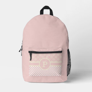 Single Custom Monogram Polka Dot and Roses  Printed Backpack
