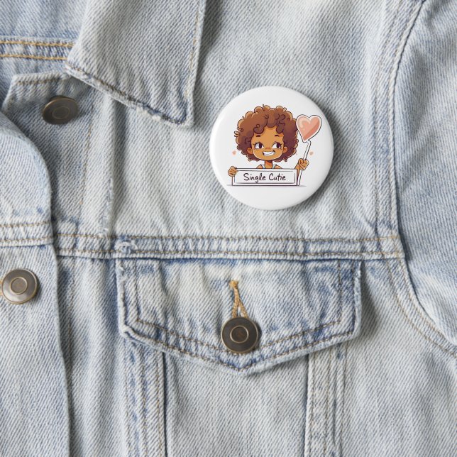 Single Cutie Black Girl 6 Cm Round Badge (In Situ)