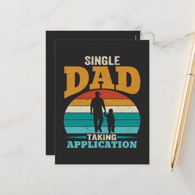 Single Dad Taking Application  Holiday Postcard (Front/Back In Situ)