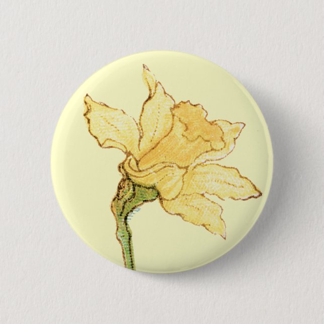 Single Daffodil Illustration by Kate Greenaway 6 Cm Round Badge (Front)