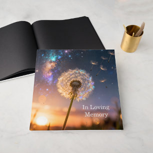 Single dandelion head with its seeds, condolence guest book
