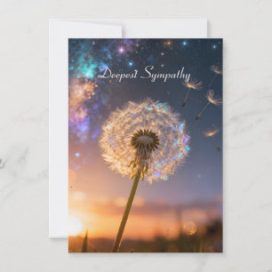 Single dandelion head with its seeds, sympathy  card