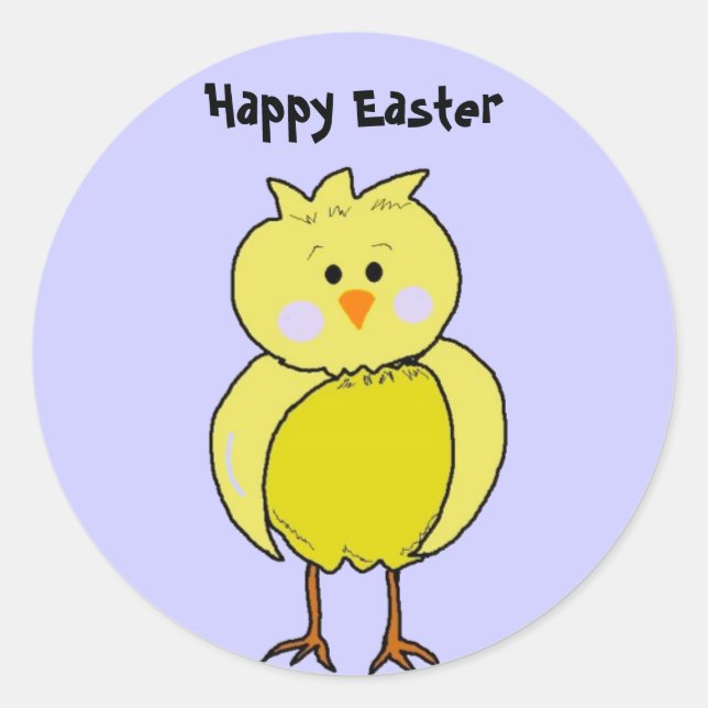 Single Easter Chick Classic Round Sticker (Front)