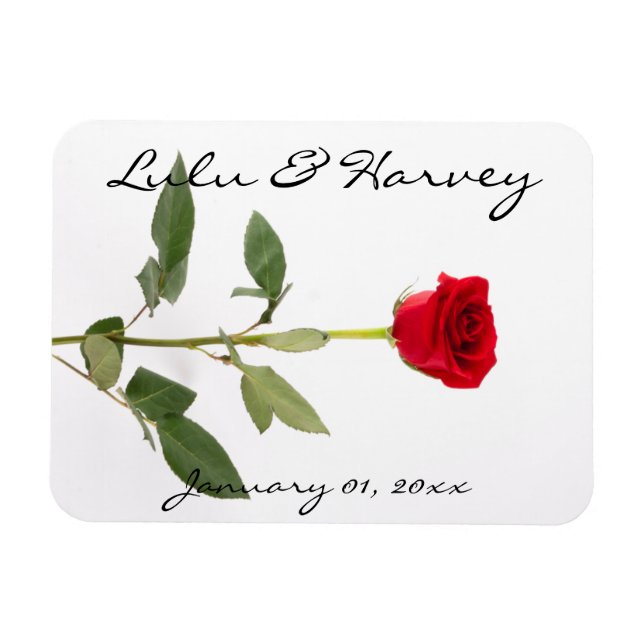 Single Elegant Long Stem Red Rose Magnet (Horizontal)