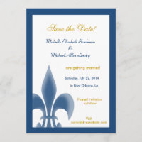 Single Fleur de Lis Save the Date (Dark Blue)